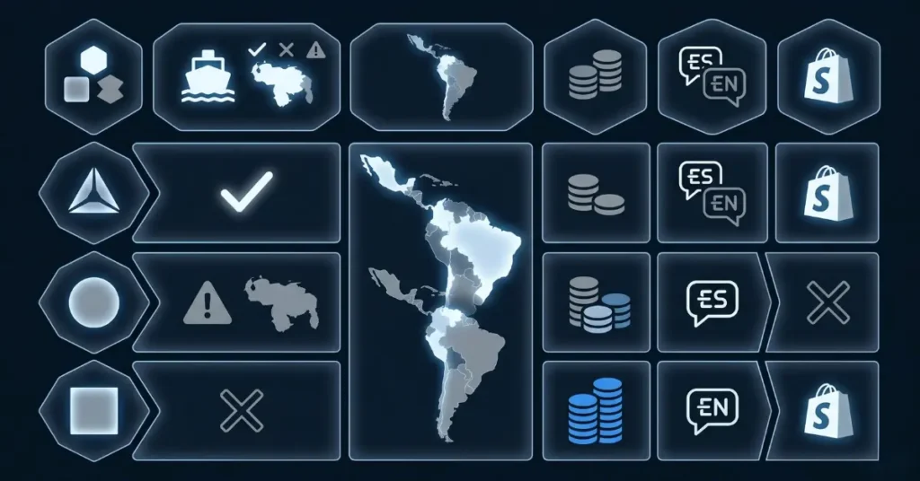 Proveedor, Envía a Venezuela (Sí/No/Limitado), Cobertura LATAM